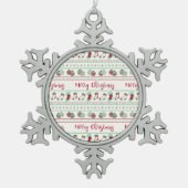 Uguler Weihnachts-Sweater-Pattern Urlaub Schneeflocken Zinn-Ornament (Vorderseite)