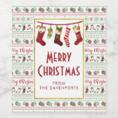 Uguler Weihnachts-Sweater-Pattern Urlaub Weinetikett (Einzelnes Label)