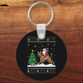 Uguler Weihnachtsbaum Lights Santa Riding African Schlüsselanhänger (Vorderseite)