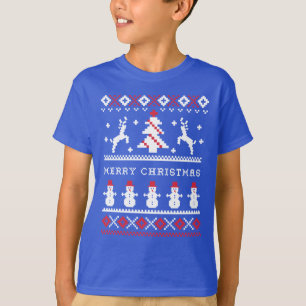 Uguler Weihnachtssüßer Rentier / Schneemann T-Shirt