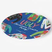 Ugules Weihnachts-Sweater-Party Pappteller (Schrägansicht)