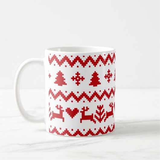 Ugules Weihnachtsmuster Kaffeemaschine Tasse (Links)