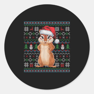 Ugunk Chipmunk Lovers Xmas Sweater Weihnachten Runder Aufkleber