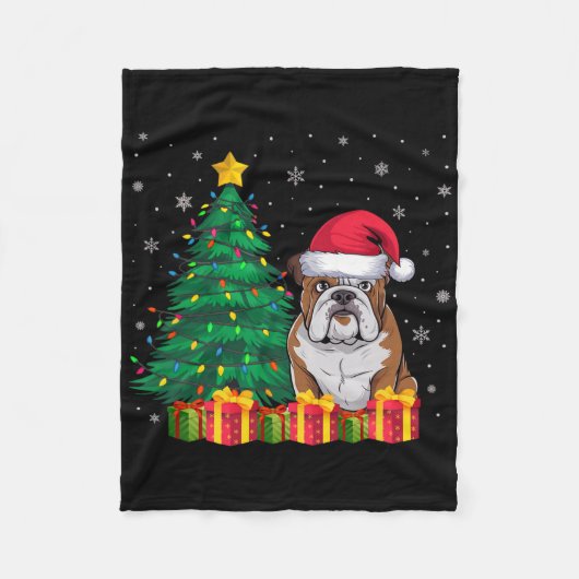 Ugus American Bulldog Weihnachtsmannmütze Christma Fleecedecke (Vorderseite)