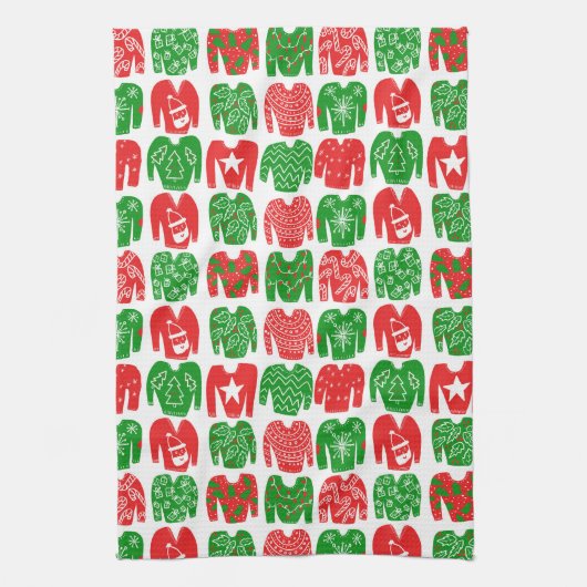 Ugusweihnachtliche Sweaters Holiday Pattern Geschirrtuch (Vertikal)
