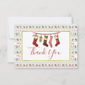 Ugusweihnachtliches Sweater-Muster mit Strümpfen Dankeskarte (Vorderseite)