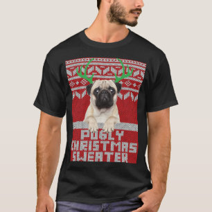 Ugusweihnachtsmuster Niedlicher Mops Pugly Christm T-Shirt