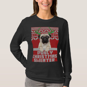 Ugusweihnachtsmuster Niedlicher Mops Pugly Christm T-Shirt