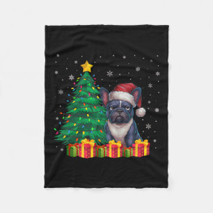 Ugusy French Bulldog Weihnachtsmannmütze Christmas Fleecedecke