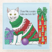 Ugy Christmas Sweater Funny Cat Glasuntersetzer (Vorderseite)