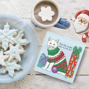 Ugy Christmas Sweater Funny Cat Glasuntersetzer