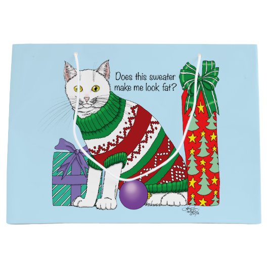 Ugy Christmas Sweater Funny Cat Große Geschenktüte (Vorderseite)