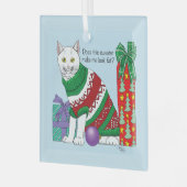 Ugy Christmas Sweater Funny Cat Ornament Aus Glas (Vorderseite links)