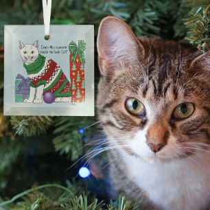 Ugy Christmas Sweater Funny Cat Ornament Aus Glas