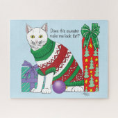 Ugy Christmas Sweater Funny Cat Puzzle (Horizontal)