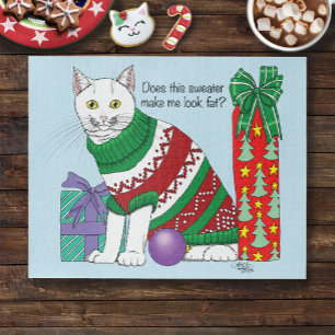 Ugy Christmas Sweater Funny Cat Puzzle