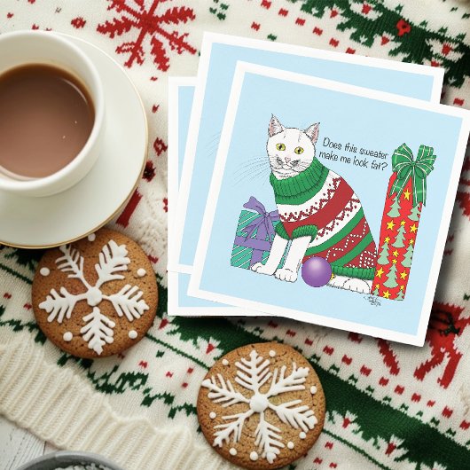 Ugy Christmas Sweater Funny Cat Serviette