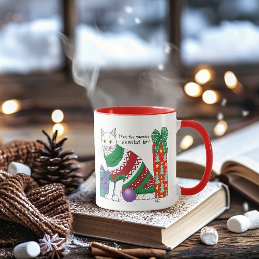 Ugy Christmas Sweater Funny Cat Tasse