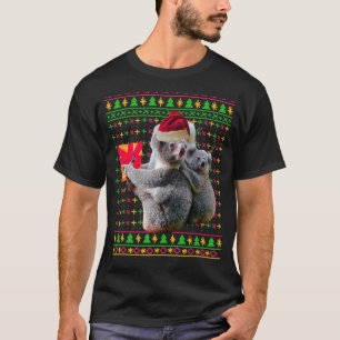 Ugy Christmas Sweater Koala Funny Weihnachtsmannmü T-Shirt