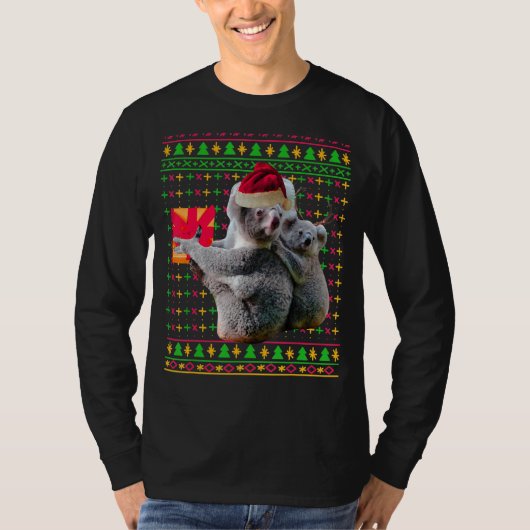 Ugy Christmas Sweater Koala Funny Weihnachtsmannmü T-Shirt (Vorderseite)
