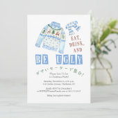 Ugy Sweater Christmas Blue Watercolor Rustikal Einladung (Stehend Vorderseite)