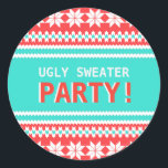 Ugy Sweater Christmas Party Sticker<br><div class="desc">Dieser Aufkleber ist perfekt für Ihr Ugly Sweater / Tacky Sweater Party! Personalisiert mit Ihrem eigenen speziellen Text,  und verwenden Sie ihn für das Party oder Ereignis Ihrer Wahl. In unserem Shop finden Sie auch passende Artikel wie Postage,  Aufkleber,  Poster,  Papierservietten und vieles mehr. www.zazzle.com/specialoccasioncards</div>