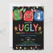 Ugy Sweater Christmas Party Tacky Vest Chalkboard Einladung (Vorderseite)