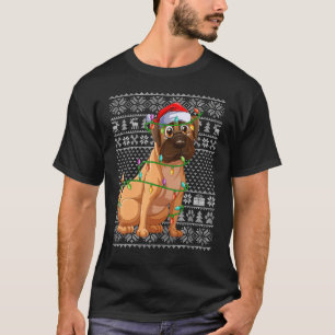 Ugy Sweater Style Xmas Lights Santa Bulldog Chris T-Shirt
