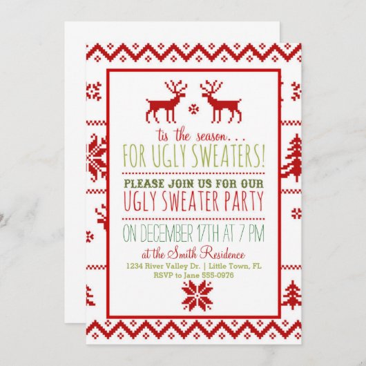 Ugy Tacky Sweater Weihnachtsfeier Einladung (Vorne/Hinten)