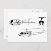 UH1 Huey Blueprint (Iriquois) Postkarte (Vorne/Hinten)