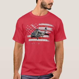 UH60 Black Hawk Helicopter Vintage Flag Veteran  T-Shirt