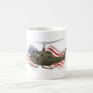 UH-1 Huey Helicopter mit US-Flagge Kaffeetasse