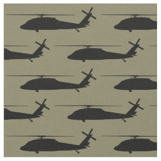 UH-60 BlackHawk Helicopter Black Silhouette Stoff