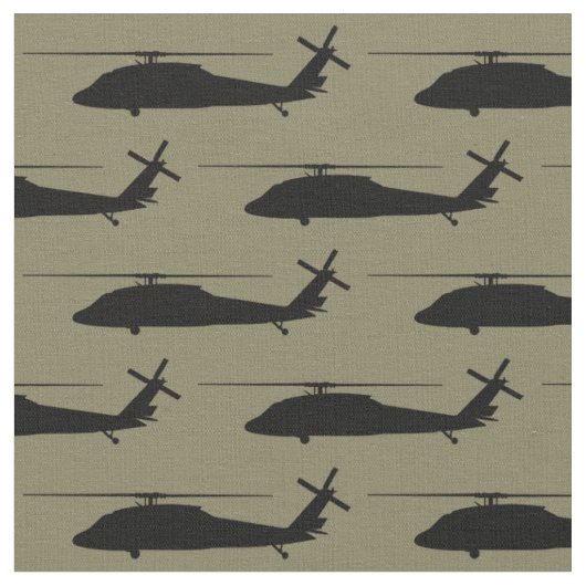 UH-60 BlackHawk Helicopter Black Silhouette Stoff (Nahaufnahme)