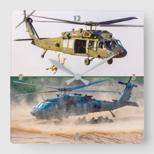 UH-60M SCHWARZHAWK QUADRATISCHE WANDUHR (Vorderseite)