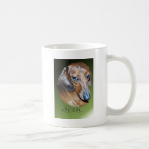 Uh oh Dauchsund grüner Hintergrund Kaffeetasse