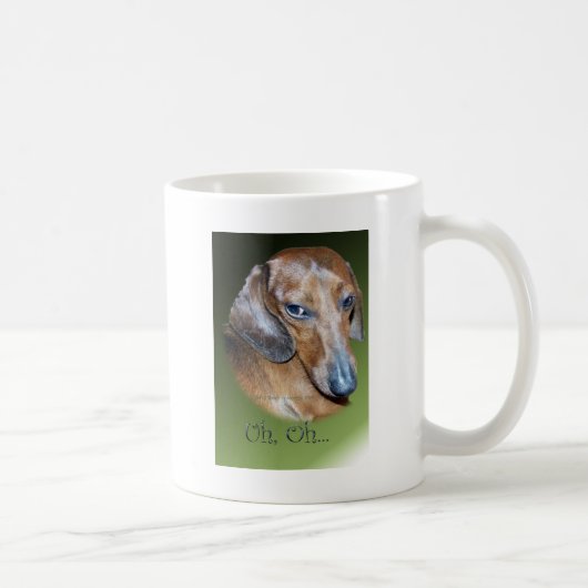 Uh oh Dauchsund grüner Hintergrund Kaffeetasse (Rechts)