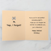 Uh Oh, I'm Sorry Emoji Happy Belated Birthday Karte (Innenseite)