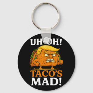 Uh Oh Tacos wütendes orangefarbenes Gesicht Taco Schlüsselanhänger