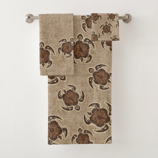 Uhane Honu Batik Hawaiian Turtle Coordinate - Brow Badhandtuch Set (Insitu)