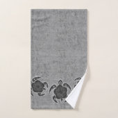 Uhane Honu Batik Hawaiian Turtle Coordinate - Gray Badhandtuch Set (Handtuch)