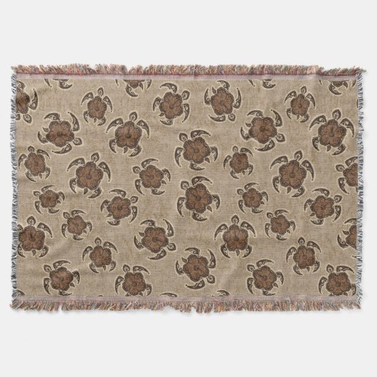 Uhane Honu Hibiskus Batik Hawaiian Turtle Decke (Vorderseite)