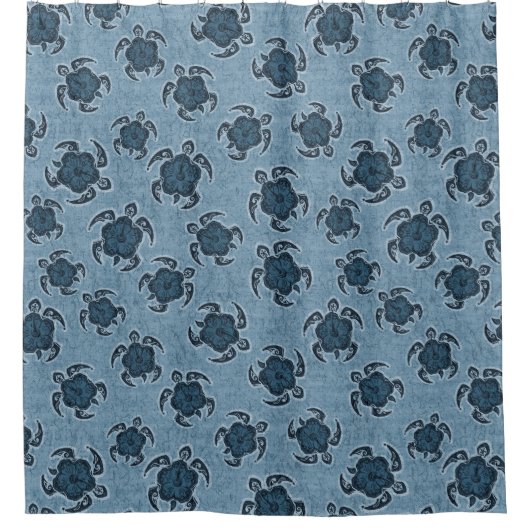Uhane Honu Hibiskus-Batik-Hawaiianer-Schildkröte Duschvorhang (Vorderseite)