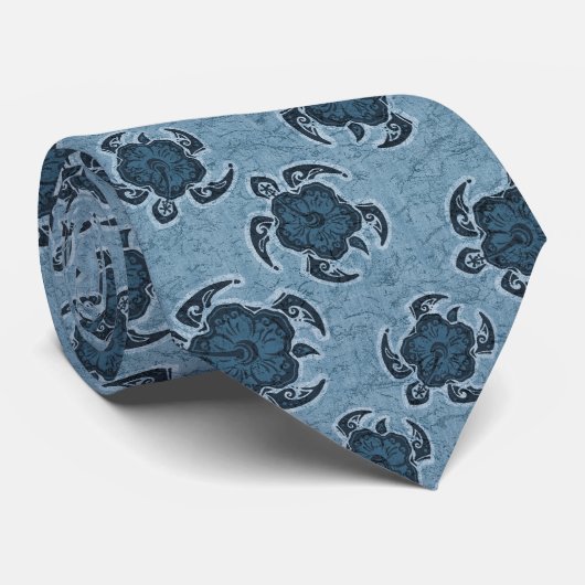 Uhane Honu Hibiskus-Batik-Hawaiianer-Schildkröte Krawatte (Gerollt)