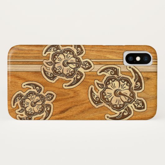 Uhane Honu Imitat-hölzerne hawaiische Schildkröte Case-Mate iPhone Hülle (Rückseite (Horizontal))