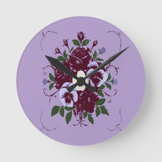 Uhr Acryl Blumenstrauß Veilchen (Vorderseite)