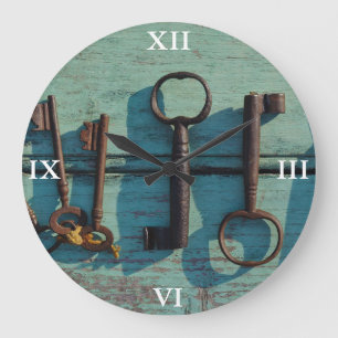 Uhr: Alte Skeletttasten Große Wanduhr