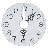 Uhr auf weißem Holz Polyester Weihnachtsbaumdecke (Vorderseite)