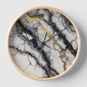 Uhr aus schwarzem und goldenem Marmor (Vorderseite)