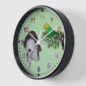 Uhr - Basset-Hund und Vögel (Winkel)